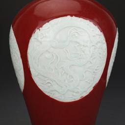 元祭藍開窗釉里紅龍紋罐 古董古玩收藏品 仿古瓷器擺件舊貨老貨 歷史價格詳細信息