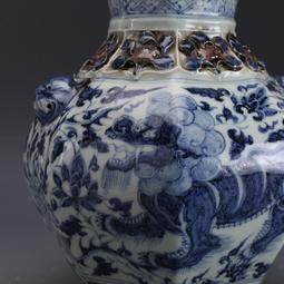 元青花麒麟鳳紋回流瓷器掐絲鑲銅葫蘆瓶仿古瓷器古董古玩舊貨收藏 歷史價格詳細信息