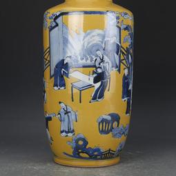 清乾隆黃地青花花卉紋貫耳瓶 仿古瓷器古董古玩收藏品真品擺件 歷史價格詳細信息