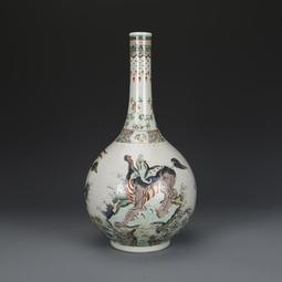 古瓷器 古董瓷器 大清康熙黃釉開片描金玉壺春瓶（接老底）（有一對）（21&times;12cm）400-17830 歷史價格詳細信息