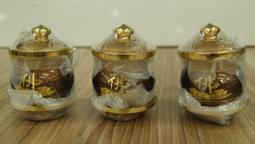 全新 / 銅製 / 供佛杯 / 咖啡色底 / 招財進寶字 / 總高約 11 公分 / 3 個一組 歷史價格詳細信息