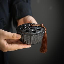 【促銷】禪意線香插黑釉香爐家用客廳室內復古沉香盤檀香線香托香熏插香座 歷史價格詳細信息