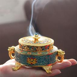 佛教用品琺瑯盤香爐小夜燈彩蓮創意檀香爐家用室內供佛香薰爐擺件 歷史價格詳細信息