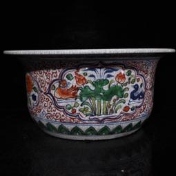 大明宣德五彩魚藻紋綬帶扁瓶 仿古瓷器 舊貨老貨 古董古玩 收藏品 歷史價格詳細信息