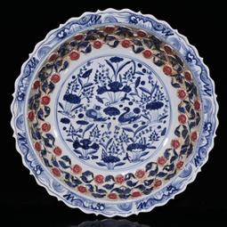 古瓷器 古董瓷器 元代青花釉中彩鬼谷子決篇狗頭蓋罐（40&times;21cm）1800-3890 歷史價格詳細信息