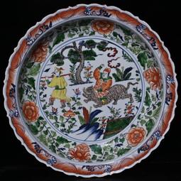 古瓷器 古董瓷器 元代博陵第紅綠彩獅子滾繡球梅瓶（有破損）（43&times;30cm） 400-17832 歷史價格詳細信息