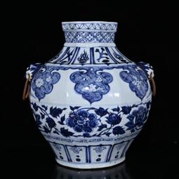 古瓷器 古董瓷器 元代青花龍鳳空心扁壺（19&times;20cm）200-27832 歷史價格詳細信息