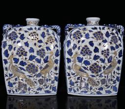 古瓷器 古董瓷器 明代素彩青花桃源行詩文梅瓶（43.5&times;20cm）500-13830 歷史價格詳細信息