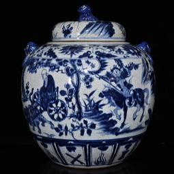 古瓷器 古董瓷器 元代青花龍鳳空心扁壺（19&times;20cm）200-27832 歷史價格詳細信息