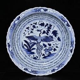 古瓷器 古董瓷器 元代青花龍鳳空心扁壺（19&times;20cm）200-27832 歷史價格詳細信息