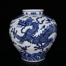 古瓷器 古董瓷器 明宣德青花龍紋獸耳瓶36.5&times;15:400-19737 歷史價格詳細信息