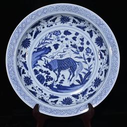 古瓷器 古董瓷器 元代青花釉中彩鬼谷子決篇狗頭蓋罐（40&times;21cm）1800-3890 歷史價格詳細信息