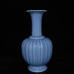 古瓷器 古董瓷器 大清乾隆黃釉雕刻竹節紋玉壺春瓶（有一對）（42&times;27cm）1400-5774 歷史價格詳細信息