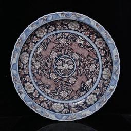古瓷器 古董瓷器 元代青花釉中彩鬼谷子決篇狗頭蓋罐（40&times;21cm）1800-3890 歷史價格詳細信息