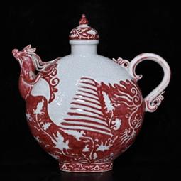 古瓷器 古董瓷器 元代霽藍留白雕刻龍紋梅瓶（51&times;26cm）1800-3908 歷史價格詳細信息