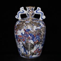 古瓷器 古董瓷器 元代霽藍留白雕刻龍紋梅瓶（51&times;26cm）1800-3908 歷史價格詳細信息