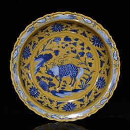 古瓷器 古董瓷器 元代霽藍留白雕刻龍紋梅瓶（51&times;26cm）1800-3908 歷史價格詳細信息