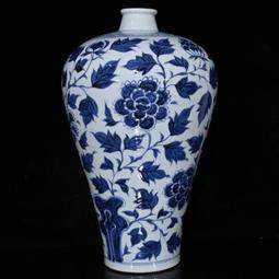 古瓷器 古董瓷器 元代霽藍留白雕刻龍紋梅瓶（51&times;26cm）1800-3908 歷史價格詳細信息