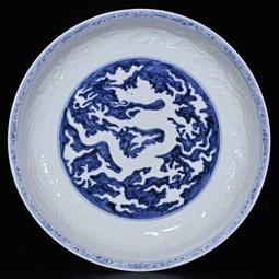 古瓷器 古董瓷器 元代霽藍留白雕刻龍紋梅瓶（51&times;26cm）1800-3908 歷史價格詳細信息