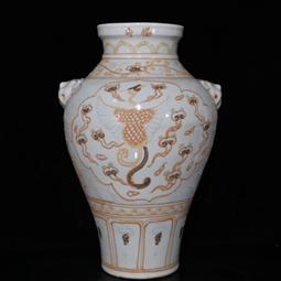 古瓷器 古董瓷器 元代霽藍留白雕刻龍紋梅瓶（51&times;26cm）1800-3908 歷史價格詳細信息