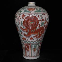 古瓷器 古董瓷器 元代霽藍留白雕刻龍紋梅瓶（51&times;26cm）1800-3908 歷史價格詳細信息