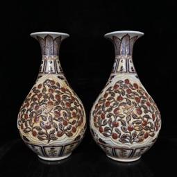 古瓷器 古董瓷器 元代霽藍留白雕刻龍紋梅瓶（51&times;26cm）1800-3908 歷史價格詳細信息