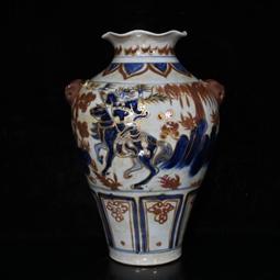 古瓷器 古董瓷器 元代霽藍留白雕刻龍紋梅瓶（51&times;26cm）1800-3908 歷史價格詳細信息