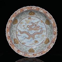 古瓷器 古董瓷器 元代霽藍留白雕刻龍紋梅瓶（51&times;26cm）1800-3908 歷史價格詳細信息