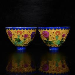 古瓷器 古董瓷器 明宣德黃釉青花魚藻紋碗11&times;30:600-11688 歷史價格詳細信息