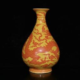 大明永樂釉里紅龍紋大盤古董古玩仿古瓷器包老保真老物件陶瓷擺件 歷史價格詳細信息