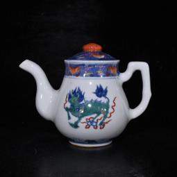 清代麒麟送子粉彩印泥盒粉盒，蓋子上有沖線。 古玩 老物件 舊藏 -998 歷史價格詳細信息