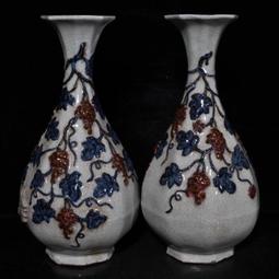 古瓷器 古董瓷器 元代霽藍留白雕刻龍紋梅瓶（51&times;26cm）1800-3908 歷史價格詳細信息