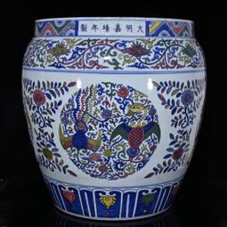 古瓷器 古董瓷器 大明嘉靖五彩龍鳳蓋罐（40&times;36cm）800-7743 歷史價格詳細信息