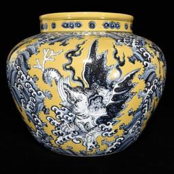 古瓷器 古董瓷器 明宣德青花龍紋獸耳瓶36.5&times;15:400-19737 歷史價格詳細信息