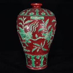 古瓷器 古董瓷器 明宣德黃地五彩花鳥紋盤5.2&times;40.5:1000-5765 歷史價格詳細信息