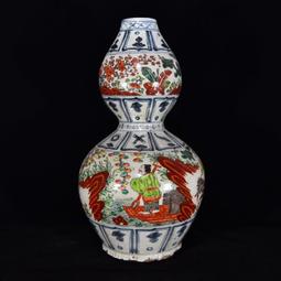 古瓷器 古董瓷器 0R至正十一年紅釉青花&ldquo;鬼谷子下山&rdquo;人物故事紋象耳瓶61&times;22:2000-3881 歷史價格詳細信息