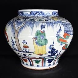 古瓷器 古董瓷器 0R至正十一年紅釉青花&ldquo;鬼谷子下山&rdquo;人物故事紋象耳瓶61&times;22:2000-3881 歷史價格詳細信息