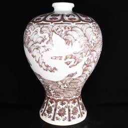 古瓷器 古董瓷器 明宣德紅釉蓮塘魚紋碗7.5&times;15.8:600-11696 歷史價格詳細信息