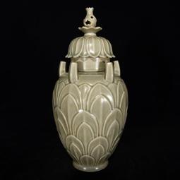 古瓷器 古董瓷器 哥窯弦紋瓶22&times;13.5:300-21859 歷史價格詳細信息