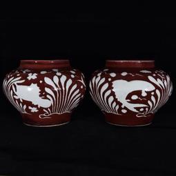 古瓷器 古董瓷器 明宣德紅釉蓮塘魚紋碗7.5&times;15.8:600-11696 歷史價格詳細信息