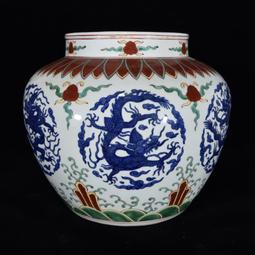 古瓷器 古董瓷器 明宣德青花龍紋獸耳瓶36.5&times;15:400-19737 歷史價格詳細信息