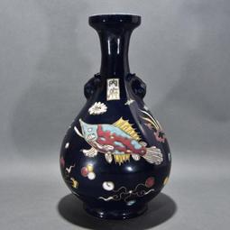古瓷器 古董瓷器 明代素彩青花桃源行詩文梅瓶（43.5&times;20cm）500-13830 歷史價格詳細信息