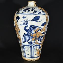 古瓷器 古董瓷器 0R至正十一年紅釉青花&ldquo;鬼谷子下山&rdquo;人物故事紋象耳瓶61&times;22:2000-3881 歷史價格詳細信息