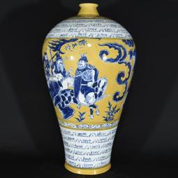 古瓷器 古董瓷器 0R至正十一年紅釉青花&ldquo;鬼谷子下山&rdquo;人物故事紋象耳瓶61&times;22:2000-3881 歷史價格詳細信息