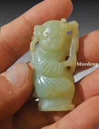 清代和田玉童子，童子執蓮，和田籽料青白玉，摩合羅化身，活潑可15074 歷史價格詳細信息