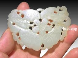 清代和田玉蝴蝶佩，帶點shou衣沁，微微發紫，全美品，無任何10188 歷史價格詳細信息