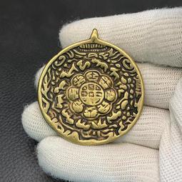 西藏純黃銅蓮師文殊九宮八卦牌項鏈吊墜牌掛件男女大號 歷史價格詳細信息