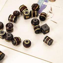 DIY佛珠手鏈配件弟子珠散珠配飾木質圓柱直桶黑檀金絲檀紅檀血檀 歷史價格詳細信息