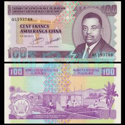 蒲隆地2011年版100 Francs紙鈔１張。－－UNC－－(布隆迪 Burundi) 歷史價格詳細信息