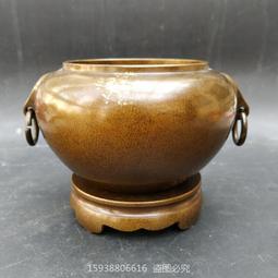 古董銅器仿古宣德爐黃銅香爐沖耳乳足淺底小香爐傳世老皮殼老包漿 歷史價格詳細信息
